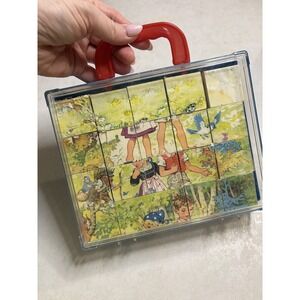 Vintage Eichhorn Wooden Picture Block Puzzle Fairytale Set of 6 20 pc with case